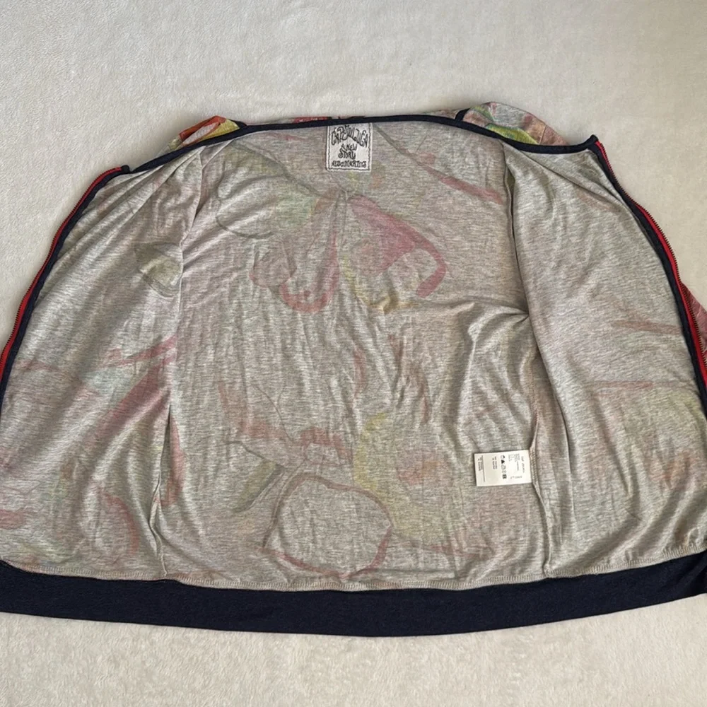{Anthro} Cap Juluca by Aldo Martins | A New Story Zip Up 3/4 Sleeve Abstract Top - Picture 8 of 15